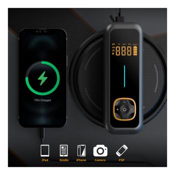 Akumulátorový pneuhustič, powerbanka a LED svietidlo LCY80 (4)