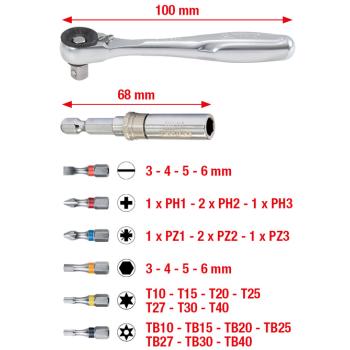Sada bitov s račňou KSTOOLS TORSIONpower 918.3010 (2)