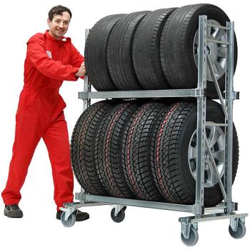 Dvojúrovňový pojazdný regál pre pneumatiky / kolesa GENIUS (1)